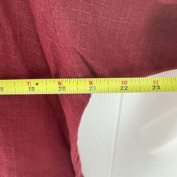 TooFan Womens 100% Linen Top Size M Button Down Red Boxy Lagenlook Relaxed Fit - Picture 8 of 9